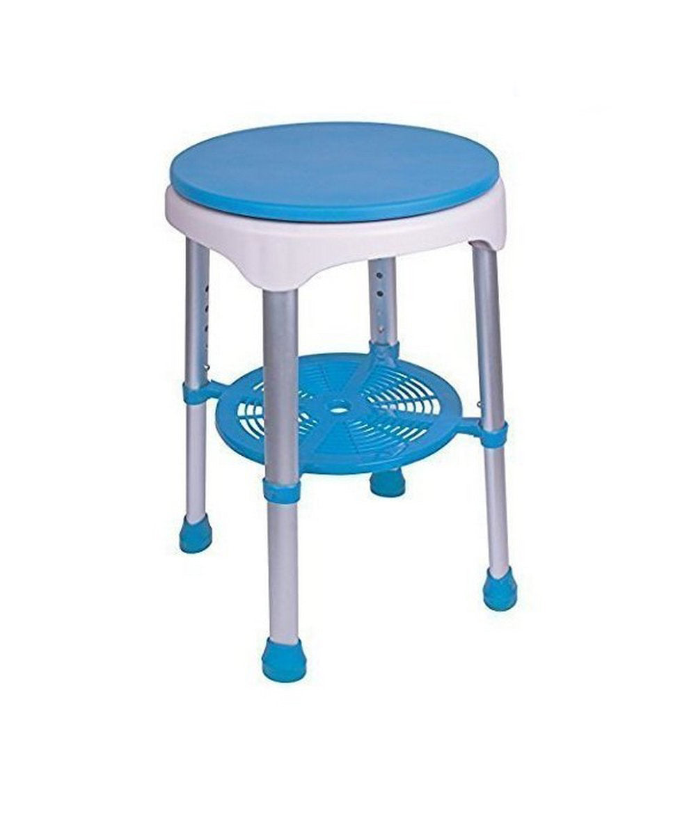 Round Stool with Rotating Seat and Shelf
