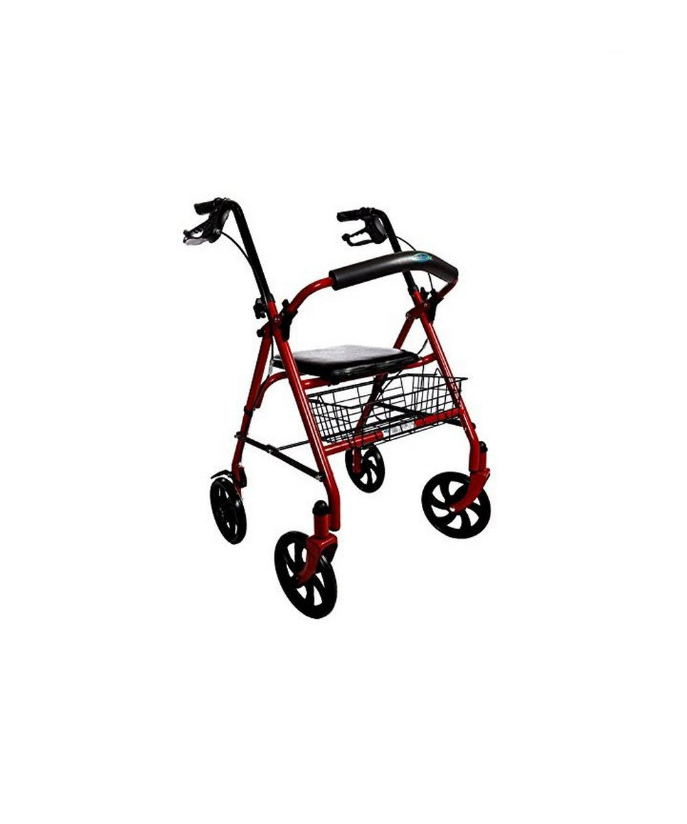 Rollator Hand Brakes With Height Adjustable Legs Red, Blue and Black