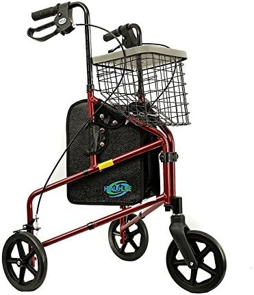 Rollator Hand Brakes 3 Wheels Red and Blue